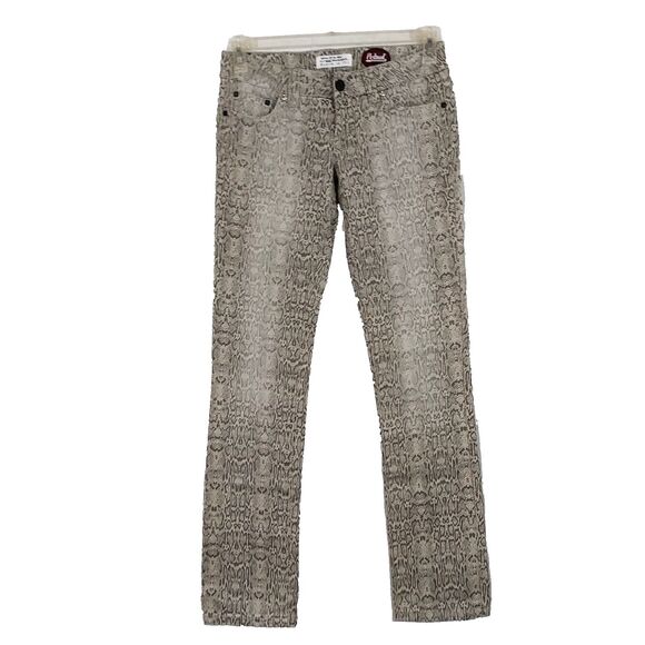 Petrol Jeans Snake Print Sz 27 Womens 2 Stretch Gray Rhinestones Bling Denim - Picture 1 of 14